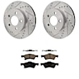 KIT-072924-2494 2-Wheel Set Front Brake Disc and Pad Kit, Cross-drilled and Slotted 5 Lugs 288.04 mm Ceramic, Includes (1) Brake Pad Set and (2) Brake Disc
