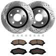 KIT-072924-2507 2-Wheel Set Front Brake Disc and Pad Kit, Cross-drilled and Slotted 5 Lugs 332 mm Semi-metallic, Includes (2) Brake Disc and (1) Brake Pad Set