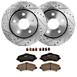 KIT-072924-2509 2-Wheel Set Front Brake Disc and Pad Kit, Cross-drilled and Slotted 5 Lugs 302 mm Semi-metallic, Includes (1) Brake Pad Set and (2) Brake Disc
