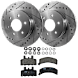 KIT-072924-254 2-Wheel Set Front Brake Disc and Pad Kit, Cross-drilled and Slotted 6 Lugs 295 mm Semi-metallic, Includes (1) Brake Pad Set and (2) Brake Disc
