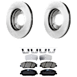 KIT-072924-2563 2-Wheel Set Front Brake Disc and Pad Kit, Plain Surface 6 Lugs 297.94 mm Ceramic, Includes (2) Brake Disc and (1) Brake Pad Set