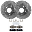 2010 Kia Soul - 2-Wheel Set Front Brake Disc and Pad Kit, Cross-drilled and Slotted, 5 Lugs, 279.91 mm, Ceramic, 2.0L 4Cyl, Includes (2) Disc and (1) Pad Set