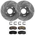 KIT-072924-2582 2-Wheel Set Brake Disc and Pad Kit, Cross-drilled and Slotted 5 Lugs 279.91 mm Ceramic, Includes (2) Brake Disc and (1) Brake Pad Set