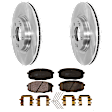 KIT-072924-2591 2-Wheel Set Front Brake Disc and Pad Kit, Plain Surface 5 Lugs 305.05 mm Ceramic, Includes (1) Brake Pad Set and (2) Brake Disc