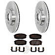 KIT-072924-2592 2-Wheel Set Front Brake Disc and Pad Kit, Plain Surface 5 Lugs 305.05 mm Ceramic, Includes (1) Brake Pad Set and (2) Brake Disc