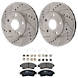KIT-072924-2670 2-Wheel Set Front Brake Disc and Pad Kit, Cross-drilled and Slotted 5 Lugs 275 mm Ceramic, Includes (1) Brake Pad Set and (2) Brake Disc