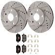 KIT-072924-2676 2-Wheel Set Front Brake Disc and Pad Kit, Cross-drilled and Slotted 5 Lugs 275 mm Ceramic, Includes (1) Brake Pad Set and (2) Brake Disc