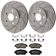 KIT-072924-2681 2-Wheel Set Front Brake Disc and Pad Kit, Cross-drilled and Slotted 5 Lugs 296 mm Ceramic, Includes (1) Brake Pad Set and (2) Brake Disc