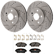 KIT-072924-2682 2-Wheel Set Front Brake Disc and Pad Kit, Cross-drilled and Slotted 5 Lugs 296 mm Ceramic, Includes (1) Brake Pad Set and (2) Brake Disc