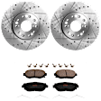 KIT-072924-2700 2-Wheel Set Front Brake Disc and Pad Kit, Cross-drilled and Slotted 5 Lugs 296 mm Ceramic, Includes (2) Brake Disc and (1) Brake Pad Set