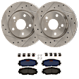 KIT-072924-2730 2-Wheel Set Front Brake Disc and Pad Kit, Cross-drilled and Slotted 5 Lugs 275.08 mm Semi-metallic, Includes (2) Brake Disc and (1) Brake Pad Set