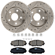 2013 Scion xB - 2-Wheel Set Front Brake Disc and Pad Kit, Cross-drilled and Slotted, 5 Lugs, Ceramic