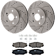 KIT-072924-2756 2-Wheel Set Front Brake Disc and Pad Kit, Cross-drilled and Slotted 5 Lugs 296 mm Ceramic, Includes (1) Brake Pad Set and (2) Brake Disc