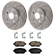 KIT-072924-2758 2-Wheel Set Front Brake Disc and Pad Kit, Cross-drilled and Slotted 5 Lugs 296 mm Ceramic, Includes (1) Brake Pad Set and (2) Brake Disc