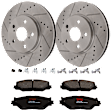 KIT-072924-2759 2-Wheel Set Front Brake Disc and Pad Kit, Cross-drilled and Slotted 5 Lugs 296 mm Ceramic, Includes (1) Brake Pad Set and (2) Brake Disc