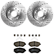 KIT-072924-2766 2-Wheel Set Front Brake Disc and Pad Kit, Cross-drilled and Slotted 5 Lugs 296 mm Ceramic, Includes (2) Brake Disc and (1) Brake Pad Set