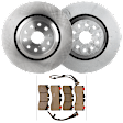 2011 Lexus LS460 - 4-Piece Kit Front Brake Disc and Pad Kit, Plain Surface, 5 Lugs, Ceramic, AWD, All Wheel Drive, Sport package, 4.6L 8Cyl,  Includes (2) Brake Disc and (1) Brake Pad Set