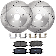 KIT-072924-2795 2-Wheel Set Front Brake Disc and Pad Kit, Cross-drilled and Slotted 5 Lugs 319 mm Ceramic, Includes (1) Brake Pad Set and (2) Brake Disc