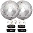 KIT-072924-2796 2-Wheel Set Front Brake Disc and Pad Kit, Cross-drilled and Slotted 5 Lugs 319 mm Ceramic, Includes (1) Brake Pad Set and (2) Brake Disc