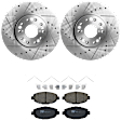KIT-072924-2801 2-Wheel Set Front Brake Disc and Pad Kit, Cross-drilled and Slotted 5 Lugs 296 mm Ceramic, Includes (2) Brake Disc and (1) Brake Pad Set