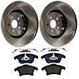 KIT-072924-2806 2-Wheel Set Front Brake Disc and Pad Kit, Plain Surface 5 Lugs 344.93 mm Semi-metallic, Includes (1) Brake Pad Set and (2) Brake Disc