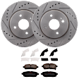 KIT-072924-2819 2-Wheel Set Front Brake Disc and Pad Kit, Cross-drilled and Slotted 4 Lugs 257.81 mm Semi-metallic, Includes (2) Brake Disc and (1) Brake Pad Set