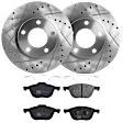 KIT-072924-2842 2-Wheel Set Front Brake Disc and Pad Kit, Cross-drilled and Slotted 5 Lugs 277.88 mm Semi-metallic, Includes (1) Brake Pad Set and (2) Brake Disc