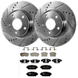 KIT-072924-2870 2-Wheel Set Front Brake Disc and Pad Kit, Cross-drilled and Slotted 5 Lugs 295 mm Semi-metallic, Includes (2) Brake Disc and (1) Brake Pad Set
