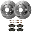 KIT-072924-2871 2-Wheel Set Front Brake Disc and Pad Kit, Cross-drilled and Slotted 5 Lugs 295 mm Ceramic, Includes (2) Brake Disc and (1) Brake Pad Set