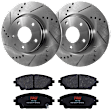 KIT-072924-2872 2-Wheel Set Front Brake Disc and Pad Kit, Cross-drilled and Slotted 5 Lugs 295 mm Semi-metallic, Includes (2) Brake Disc and (1) Brake Pad Set