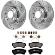 KIT-072924-2894 2-Wheel Set Front Brake Disc and Pad Kit, Cross-drilled and Slotted 5 Lugs 299 mm Ceramic, Includes (1) Brake Pad Set and (2) Brake Disc