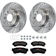 KIT-072924-2896 2-Wheel Set Front Brake Disc and Pad Kit, Cross-drilled and Slotted 5 Lugs 299 mm Ceramic, Includes (1) Brake Pad Set and (2) Brake Disc