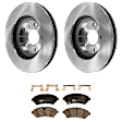 KIT-072924-28 2-Wheel Set Front Brake Disc and Pad Kit, Plain Surface 5 Lugs 302.77 mm Ceramic, Includes (1) Brake Pad Set and (2) Brake Disc