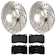 KIT-072924-294 2-Wheel Set Front Brake Disc and Pad Kit, Cross-drilled and Slotted 6 Lugs 329.95 mm Ceramic, Includes (1) Brake Pad Set and (2) Brake Disc