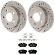 KIT-072924-2951 2-Wheel Set Rear Brake Disc and Pad Kit, Cross-drilled and Slotted 5 Lugs 266.95 mm Ceramic, Includes (1) Brake Pad Set and (2) Brake Disc