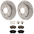 KIT-072924-2953 2-Wheel Set Rear Brake Disc and Pad Kit, Cross-drilled and Slotted 5 Lugs 266.95 mm Ceramic, Includes (1) Brake Pad Set and (2) Brake Disc