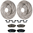 KIT-072924-2960 2-Wheel Set Rear Brake Disc and Pad Kit, Cross-drilled and Slotted 5 Lugs 300 mm Ceramic, Includes (1) Brake Pad Set and (2) Brake Disc