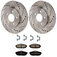 KIT-072924-2961 2-Wheel Set Rear Brake Disc and Pad Kit, Cross-drilled and Slotted 5 Lugs 300 mm Ceramic, Includes (1) Brake Pad Set and (2) Brake Disc