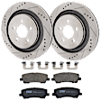 KIT-072924-2967 2-Wheel Set Rear Brake Disc and Pad Kit, Cross-drilled and Slotted 5 Lugs 330 mm Ceramic, Includes (2) Brake Disc and (1) Brake Pad Set