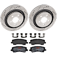 KIT-072924-2968 2-Wheel Set Rear Brake Disc and Pad Kit, Cross-drilled and Slotted 5 Lugs 330 mm Ceramic, Includes (2) Brake Disc and (1) Brake Pad Set