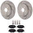 KIT-072924-2979 2-Wheel Set Rear Brake Disc and Pad Kit, Cross-drilled and Slotted 5 Lugs 345 mm Semi-metallic, Includes (1) Brake Pad Set and (2) Brake Disc