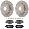 KIT-072924-2984 2-Wheel Set Rear Brake Disc and Pad Kit, Cross-drilled and Slotted 5 Lugs 345 mm Ceramic, Includes (1) Brake Pad Set and (2) Brake Disc