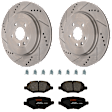 KIT-072924-2985 2-Wheel Set Rear Brake Disc and Pad Kit, Cross-drilled and Slotted 5 Lugs 345 mm Ceramic, Includes (1) Brake Pad Set and (2) Brake Disc