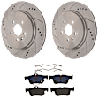 KIT-072924-2991 2-Wheel Set Rear Brake Disc and Pad Kit, Cross-drilled and Slotted 5 Lugs 345 mm Semi-metallic, Includes (1) Brake Pad Set and (2) Brake Disc