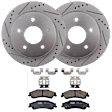 KIT-072924-3046 2-Wheel Set Rear Brake Disc and Pad Kit, Cross-drilled and Slotted 5 Lugs 294.9 mm Ceramic, Includes (1) Brake Pad Set and (2) Brake Disc