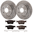 KIT-072924-3062 2-Wheel Set Rear Brake Disc and Pad Kit, Cross-drilled and Slotted 5 Lugs 281.69 mm Ceramic, Includes (1) Brake Pad Set and (2) Brake Disc