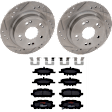 KIT-072924-3074 2-Wheel Set Rear Brake Disc and Pad Kit, Cross-drilled and Slotted 5 Lugs 281.69 mm Ceramic, Includes (1) Brake Pad Set and (2) Brake Disc