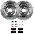 KIT-072924-3090 2-Wheel Set Rear Brake Disc and Pad Kit, Cross-drilled and Slotted 5 Lugs 330 mm Semi-metallic, Includes (2) Brake Disc and (1) Brake Pad Set