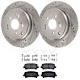 KIT-072924-3095 2-Wheel Set Rear Brake Disc and Pad Kit, Cross-drilled and Slotted 5 Lugs 334 mm Semi-metallic, Includes (2) Brake Disc and (1) Brake Pad Set