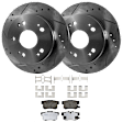 KIT-072924-3102 2-Wheel Set Rear Brake Disc and Pad Kit, Cross-drilled and Slotted 5 Lugs 259.59 mm Ceramic, Includes (1) Brake Pad Set and (2) Brake Disc